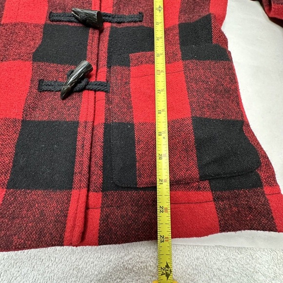GARNET HILL Women Wool Pea Coat Jacket Sz 6 Buffalo Check Plaid Toggle Close - Picture 11 of 12